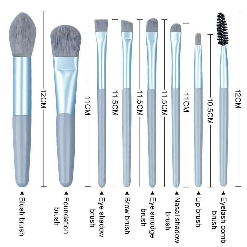 RUNTOIN 8-Piece Mini Makeup Brush Set | Portable Travel Kit