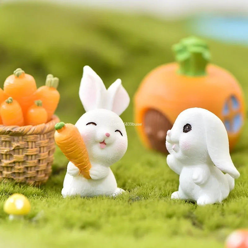 Cute Mini Resin Bunny Easter Decorations Home Miniature Landscape Decor Small Rabbit Figurines DIY Garden Dollhouse Ornament Peaceful Pleasures Health and Wellness
