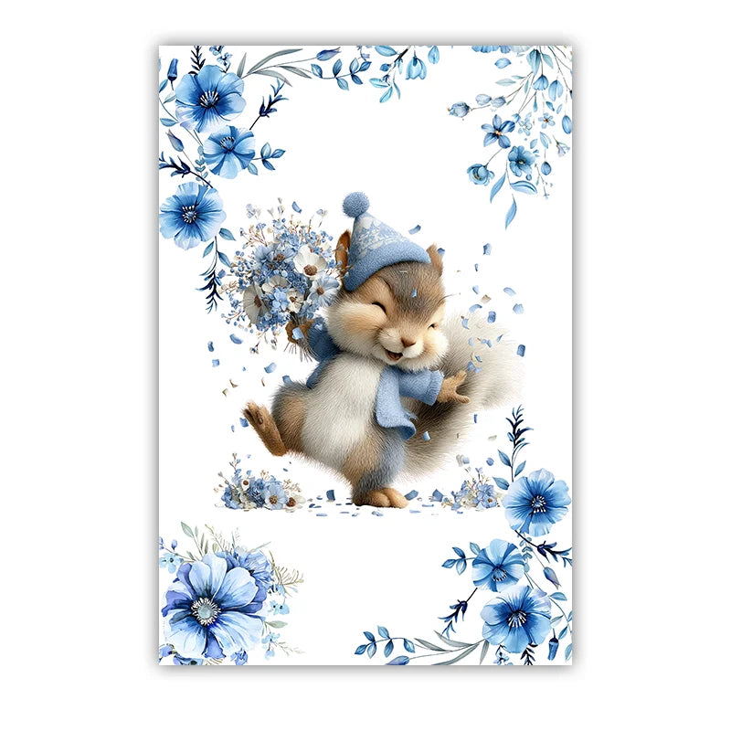 Custom Name Nursery Wall Art, Animal Flower Canvas Painting, Nordic Poster Print for Baby, Toddler Kids Room Decor Peaceful Pleasures Health and Wellness 04 20x25cm No Frame China Mainland