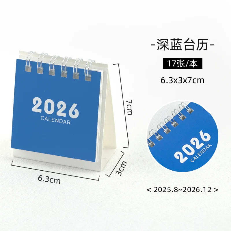 2026 Mini Simple Calendar Desk Calendar Creative Coil Calendar Planner Desktop Decorations Office Stationery Learning Planner Peaceful Pleasures Health and Wellness dark blue