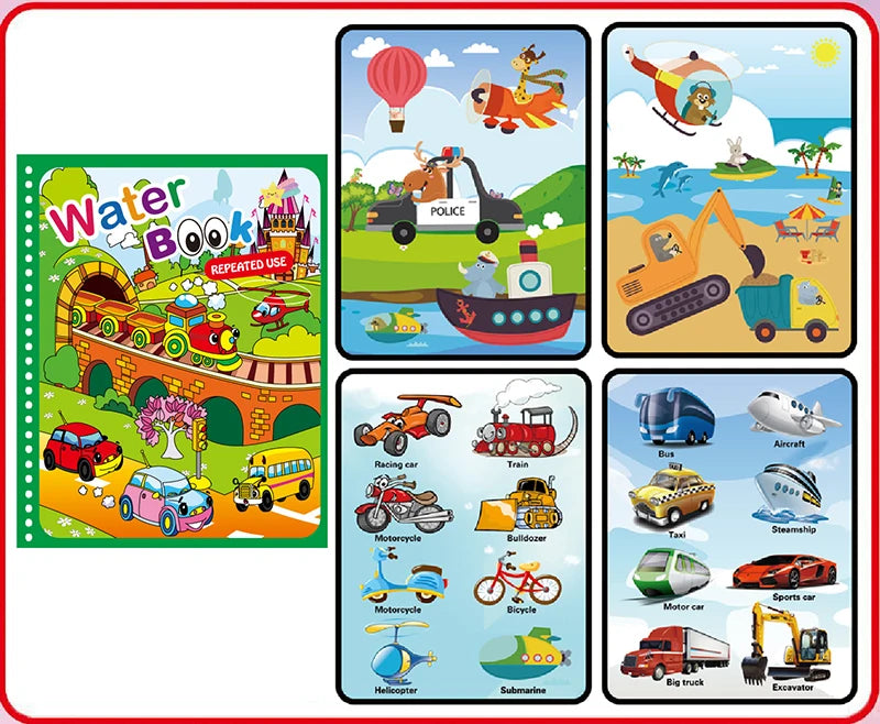 Water Drawing Books Educational Toy Kids Toddlers Reusable Graffiti