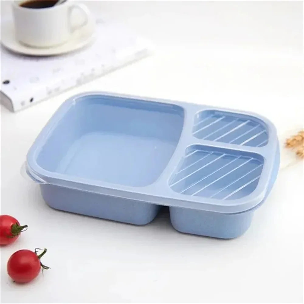 1/2pcs Bento Lunch Box Set 3 Compartment Food Storage Containers Wheat Straw Meal Prep Lunch Box Plastic Food Storage Containers Peaceful Pleasures Health and Wellness 1pc 2