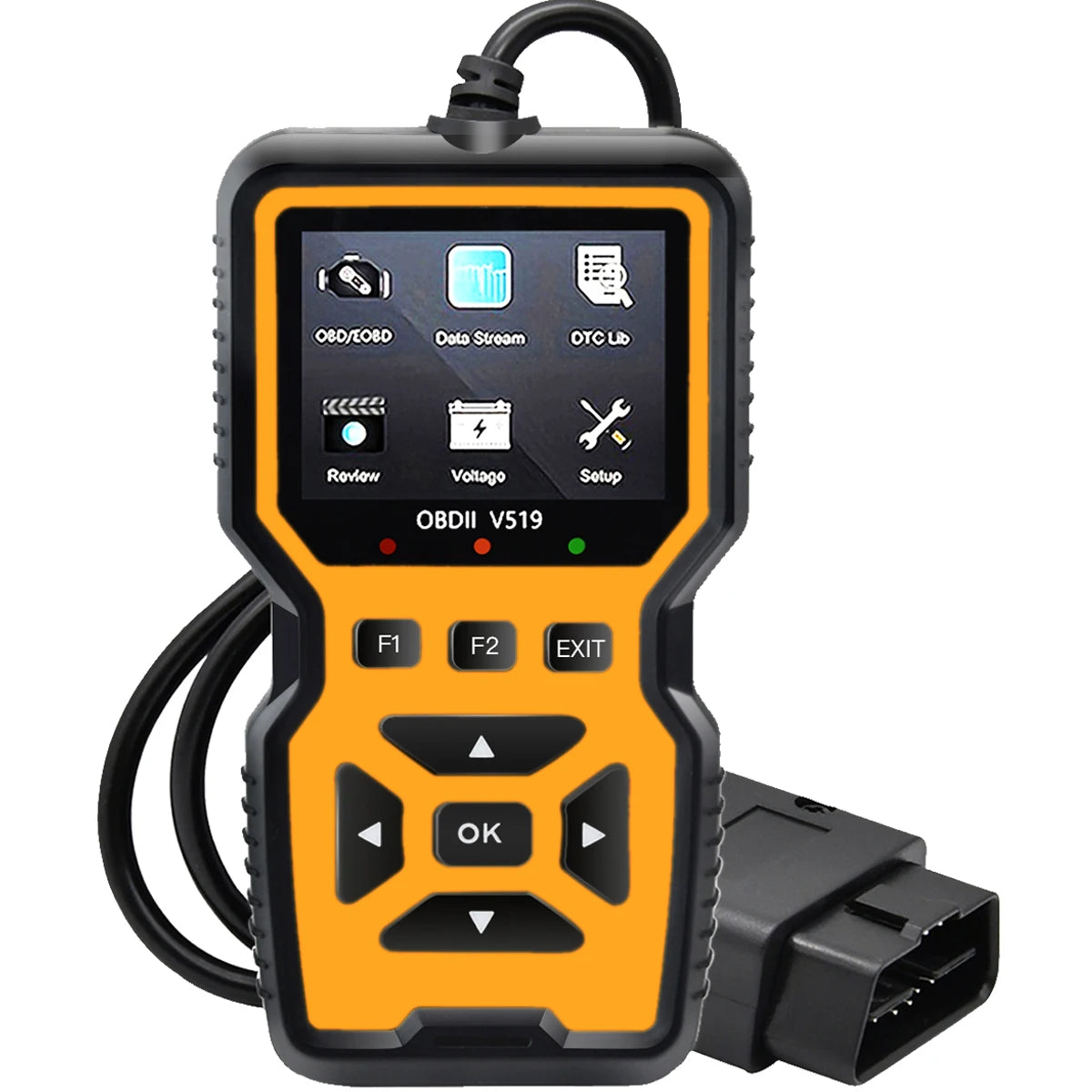 V519 Professional Obd2 Diagnostic Tool for Heavy Duty Vehicle Repair - Code Reader/Resetter, Supports Real-Time Data Stream, No Battery Required, Compatible with Vehicles from 1996 Onwards (Obdii/Eobd, Mode 6/8), Suitable for Peaceful Pleasures Health and Wellness YELLOW
