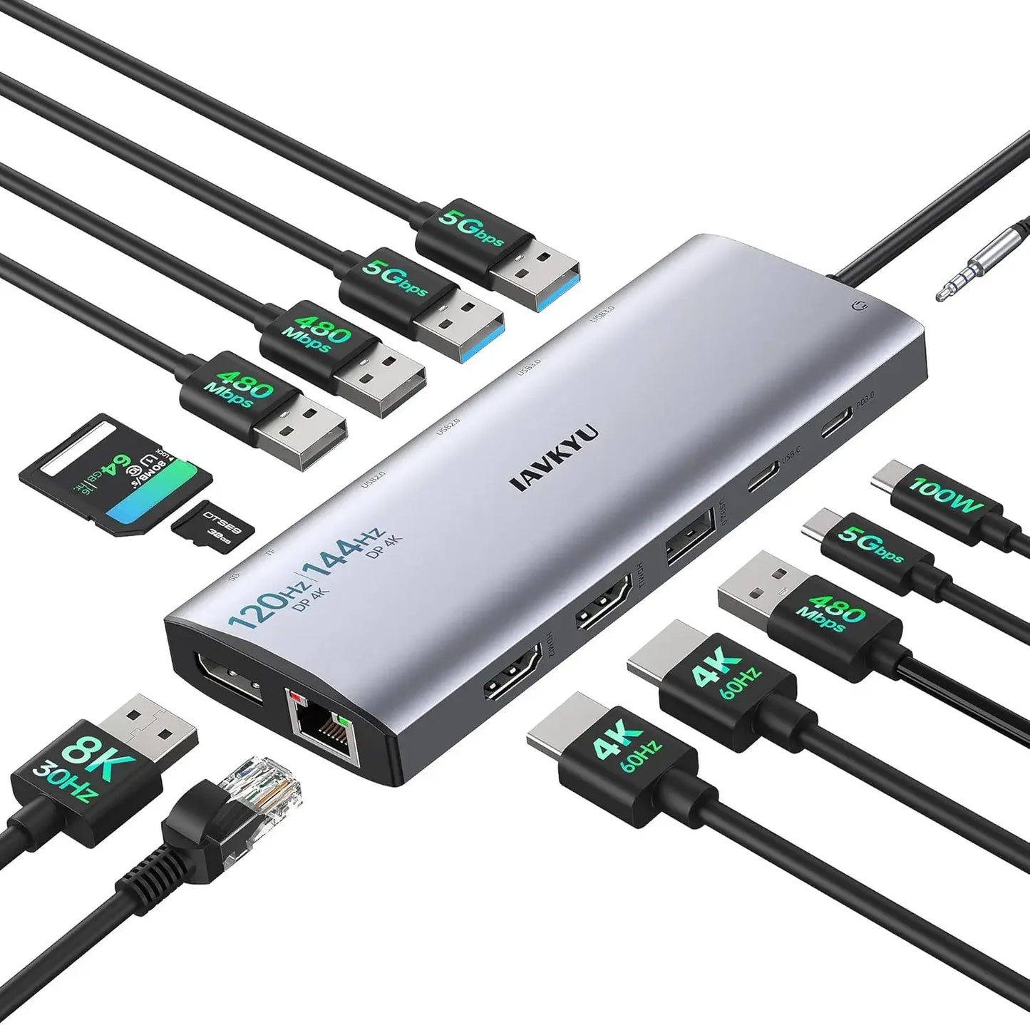 14-in-1 USB C Hub with Triple Monitor Support, 100W PD, 7 USB Ports Computer Accessories Peaceful Pleasures Health and Wellness United States