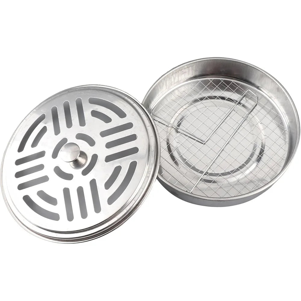 Mosquito Coils Holder Stainless Steel Mosquito Easy To Clean Anti-Mosquito Supplies Coil Box with Cover Round Mosquito Coil Tray Peaceful Pleasures Health and Wellness A