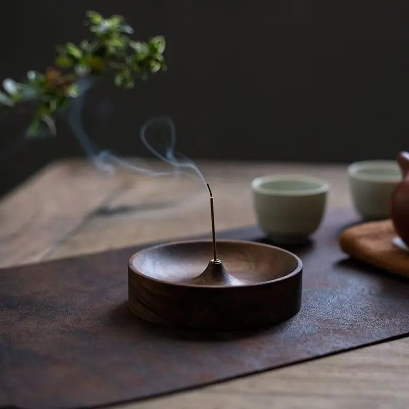 Solid Wood Incense Burner | Ebony Acacia Tea Ceremony Holder Incense Burner Peaceful Pleasures Health and Wellness
