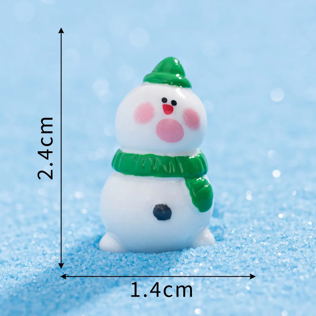 1PCS Mini Christmas Snowman Figurine Cartoon Snow Rabbit Micro Landscape Ornament Fairy Garden Home Decoration Accessories Peaceful Pleasures Health and Wellness 1 green snowman