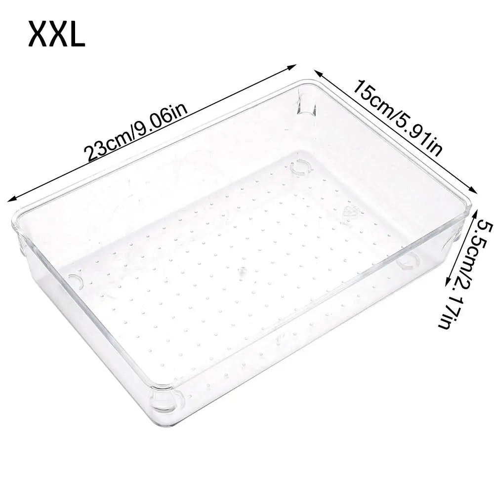 Durable S/M/L/XL/XXL Desktop Storage Box Transparent Sundries Sorting Storage Organizer Drawer Plastic Cosmetics Organizer Boxes Peaceful Pleasures Health and Wellness XXL-Style2