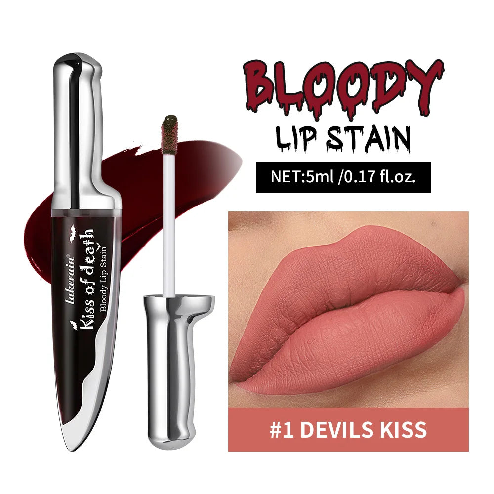 Kiss of Death Bloody Stain Lip Lip Tinting Long Lasting Waterproof Non Stick Color Will Become Darker Matte Gothic Cosmetic Peaceful Pleasures Health and Wellness 1DEVILS KISS