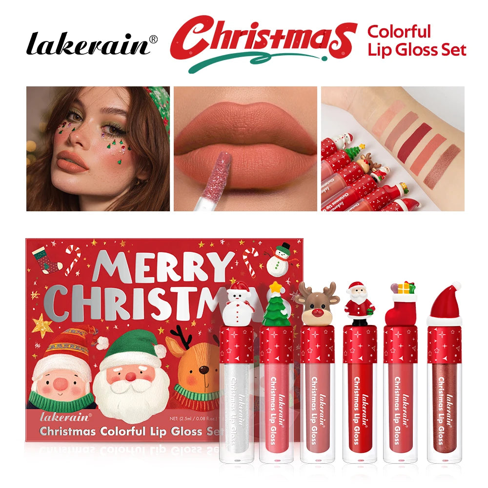 Lakerain Christmas Lip Gloss Set Long Lasting Moisturizing Waterproof Portable Travel Kit Ideal Thanksgiving Christmas Gift Peaceful Pleasures Health and Wellness