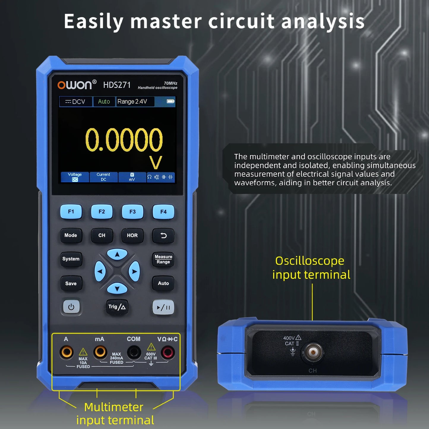 Oscilloscope Multimeter Waveform Generator 70MHz Single Channel 250MSa/s 3 in 1 Digital Oscilloscope with 3.5 Inch LCD Display Peaceful Pleasures Health and Wellness