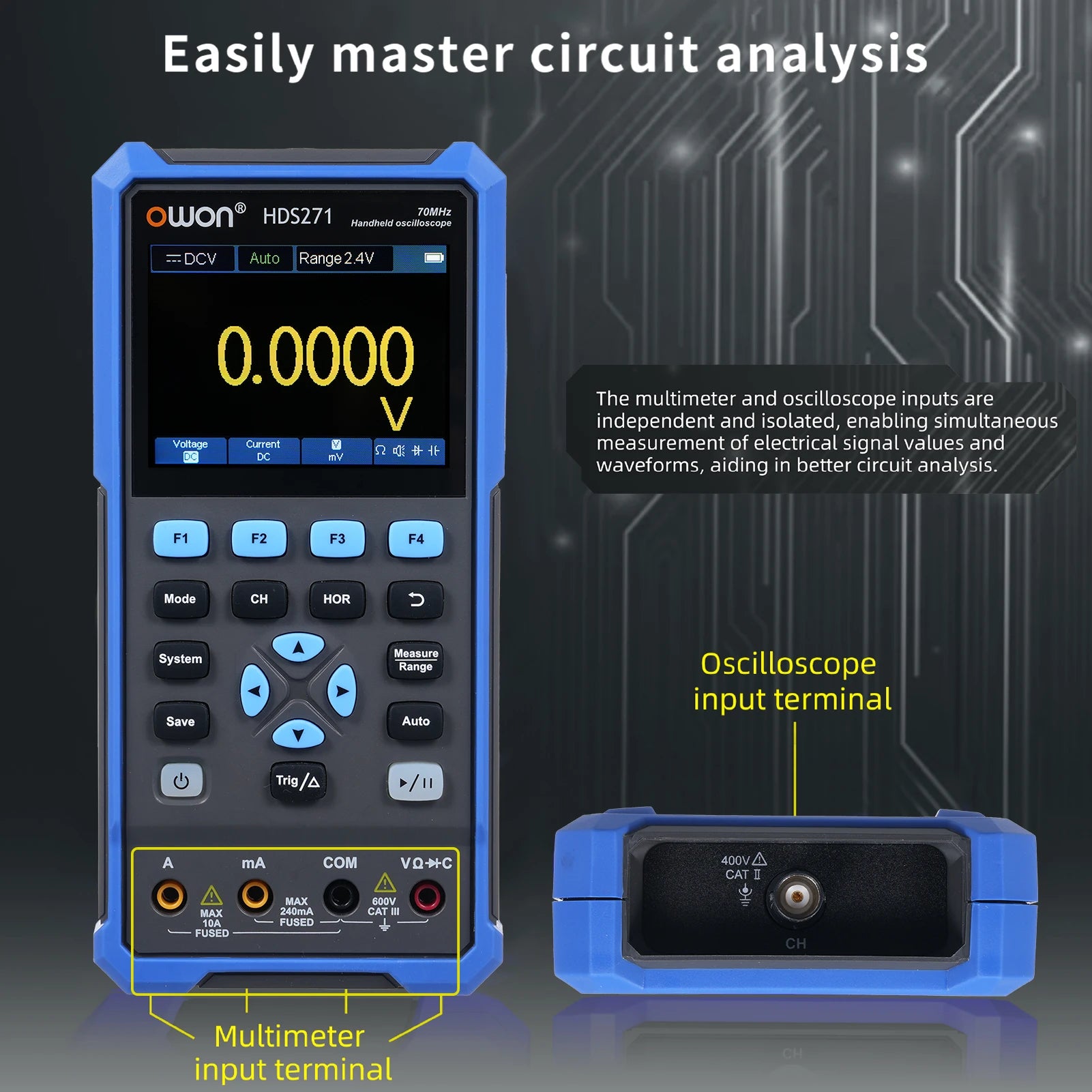 Oscilloscope Multimeter Waveform Generator 70MHz Single Channel 250MSa/s 3 in 1 Digital Oscilloscope with 3.5 Inch LCD Display Peaceful Pleasures Health and Wellness