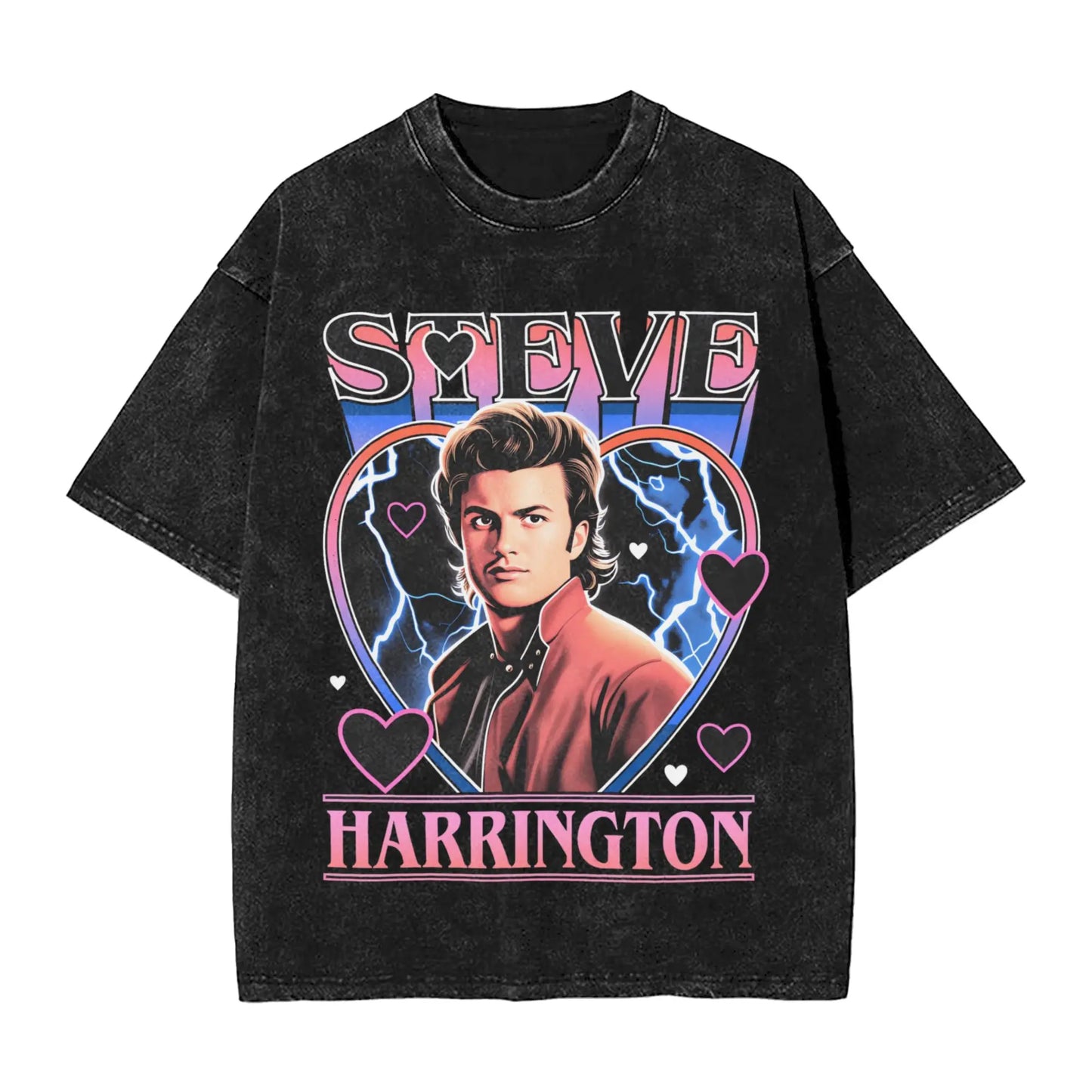 Steve Harrington Washed T Shirt Male Y2K Fun Cotton T Shirts Summer O-Neck Hip Hop Tee Shirt Printed Big Size Clothing Peaceful Pleasures Health and Wellness 4 XL