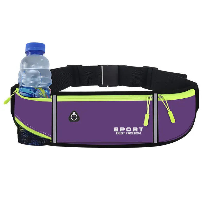 Outdoor Running Waist Bag for Mobile Phone Light and Thin Fitness Cycling Water Bottle Waist Bag with Three Waterproof Pockets Peaceful Pleasures Health and Wellness purple kettle