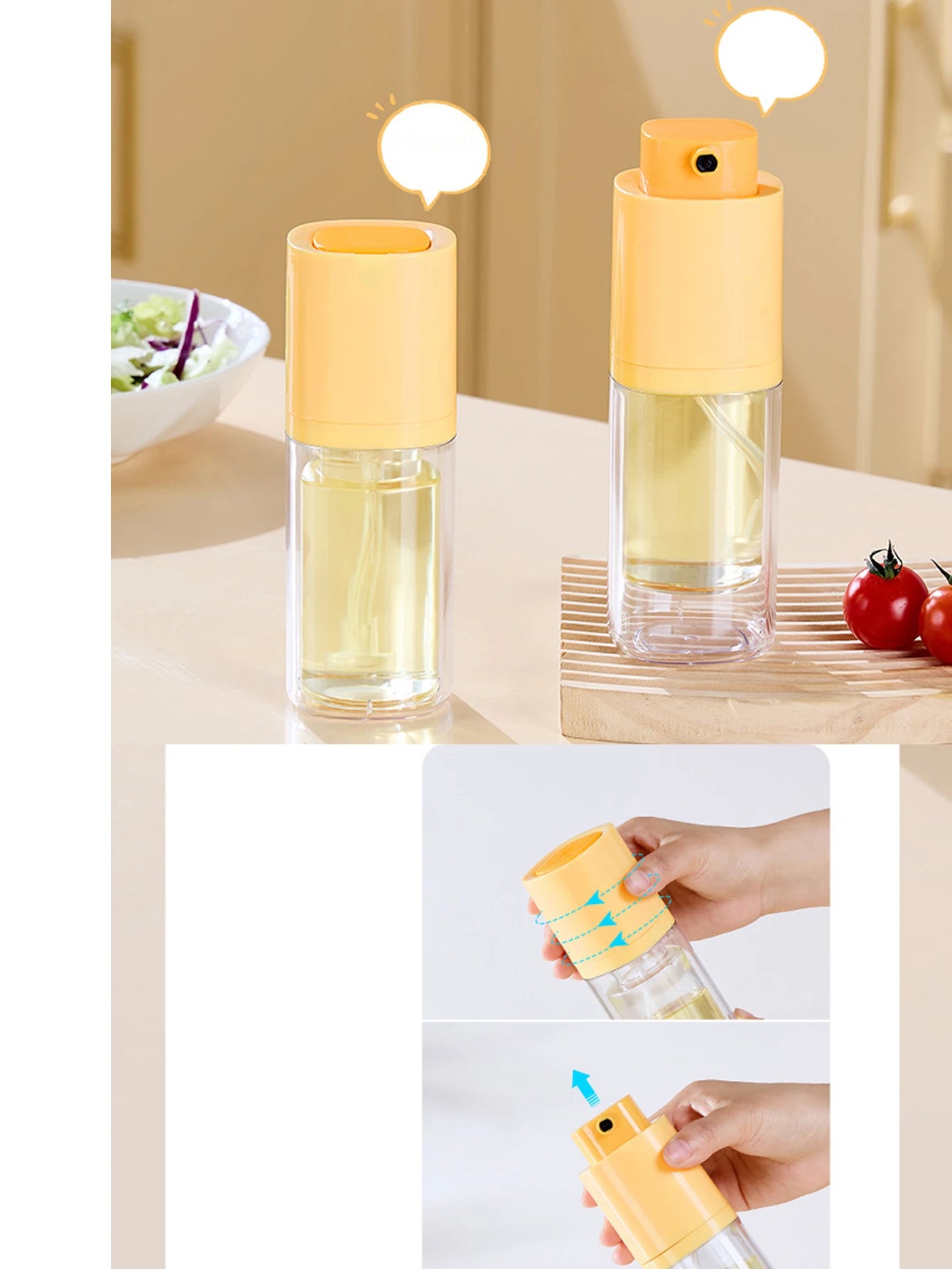 Retractable Oil Spray Bottle Kitchen BBQ Cooking Olive Oil Dispenser Camping Sealed Leak-proof Glass Atomizing Oil Spray Bottle Peaceful Pleasures Health and Wellness