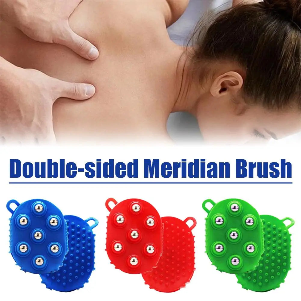 Double-Sided Massage Glove – 7-Bead & Steel Ball Brush