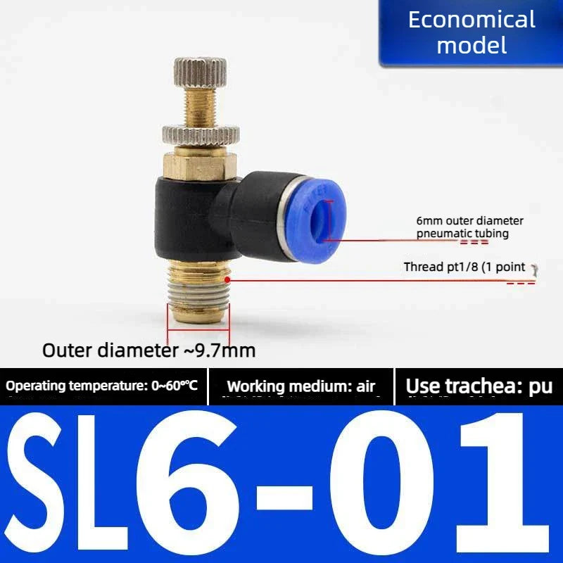 Quick Connect Pneumatic Air Speed Throttle Valve SL 4–12mm