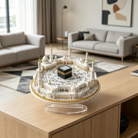 1pc Desktop Decoration White Mosque Print Centerpiece Acrylic Flat Ornament for Home & Eid Decor Peaceful Pleasures Health and Wellness