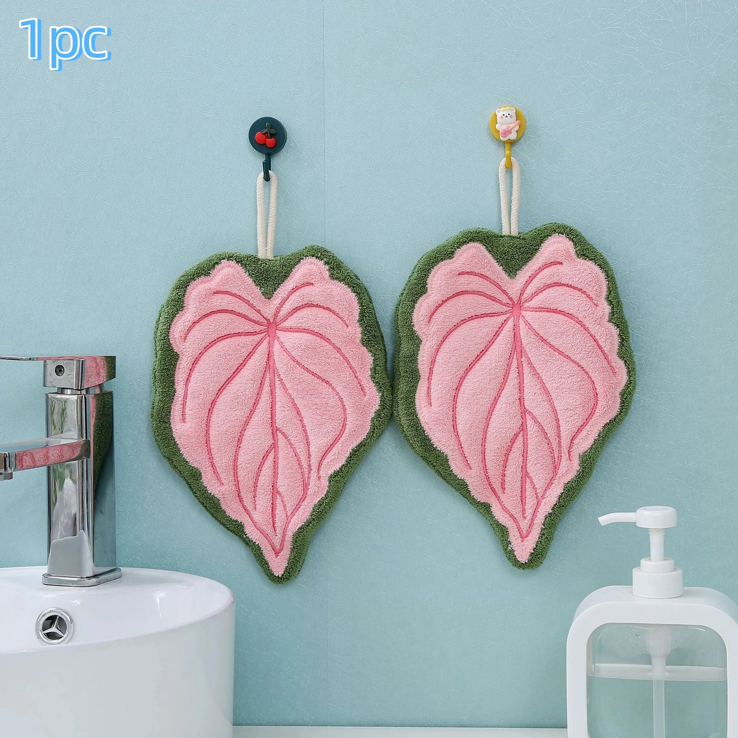 Leaf Coral Fleece Hand Towel – Ultra-Absorbent Quick-Dry