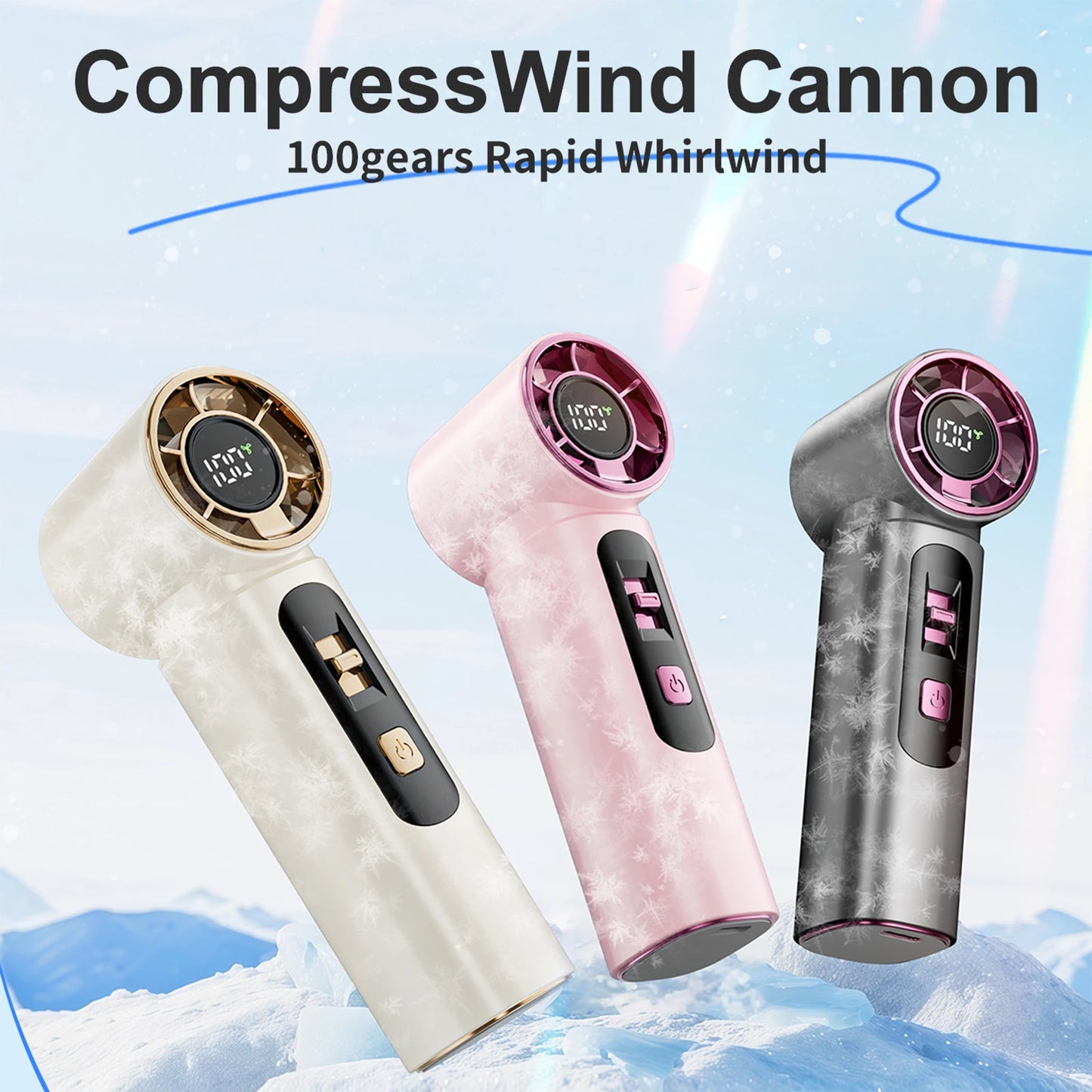 Portable Handheld Turbo Fan Rechargeable Personal Fan 100 Speeds LED Display Cooling Fan Travel Essentials Gifts for Women Men Peaceful Pleasures Health and Wellness