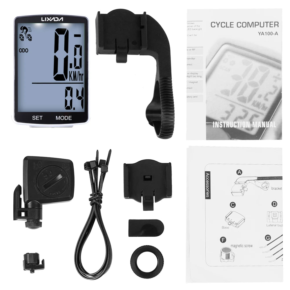 LIXADA IPX6 Waterproof Cycle Measurable Temperature Stopwatch