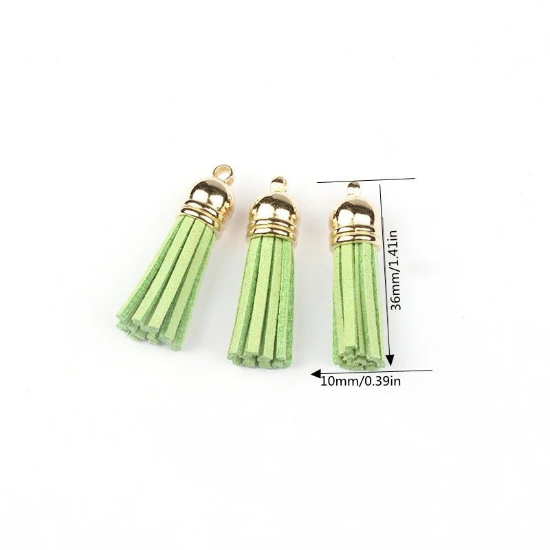 Leather Tassel Charms Silver Cap Earring Keychain Pendant Straps