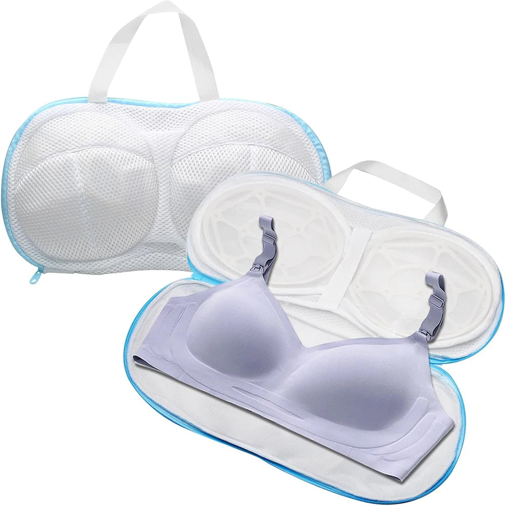 2 Pcs Bra Washing Bags for Laundry – 3D Protective Bracket Lingerie Wash Bag, Non-Deform Dryer Safe