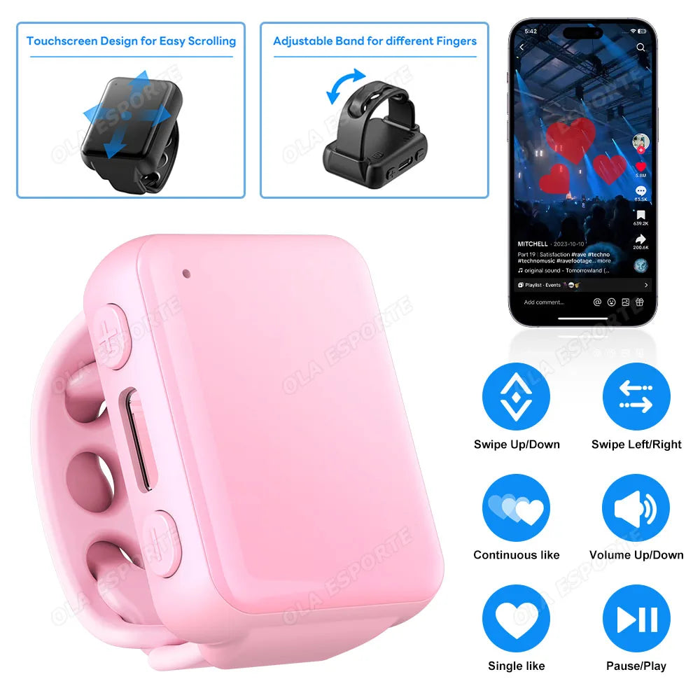 Bluetooth Fingertip Ring Remote – Selfie & Page Turner