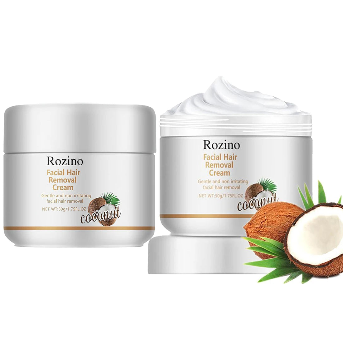 Coconut Facial Hair Removal Cream – Gentle Depilatory for Women (50g) Peaceful Pleasures Health and Wellness Default Title