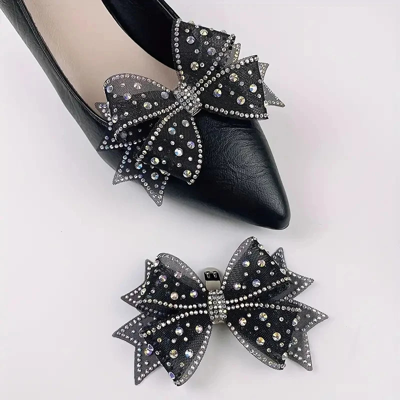 Shoe Clip Flower Bow DIY Detachable Shoe Accessories for Heels Flats French Style Diamante Decor for Hat Hair Band Dress Peaceful Pleasures Health and Wellness
