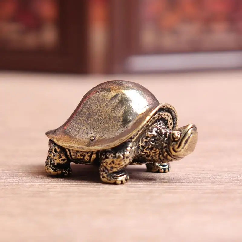 Retro Brass Feng Shui Turtle Figurine | Desktop Décor Gift