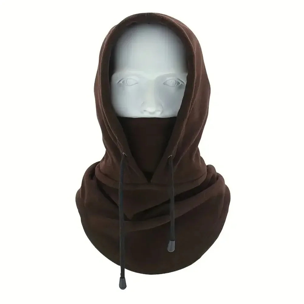 1pc/3pcs Winter Warm Fleece Neck Warmer Hat Solid Adjustable Drawstring Ski Balaclava Mask Windproof Cycling Hooded Cap Unisex Peaceful Pleasures Health and Wellness Coffee