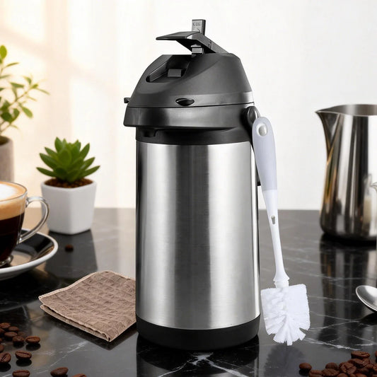 Hot & Cold Drink Dispenser Set - 1.9L/64oz, 4L/135oz Thermal Coffee Carafe with Pump & Clean Towel & Cleaning Brush Peaceful Pleasures Health and Wellness