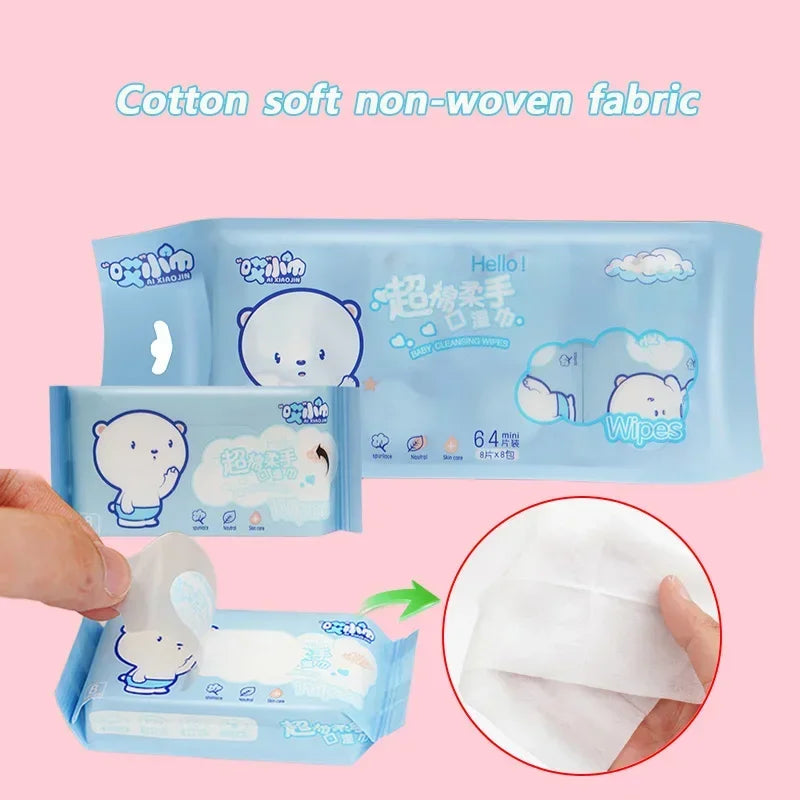 64-Pack Mini Disposable Travel Wipes – Hand & Mouth Cleaning
