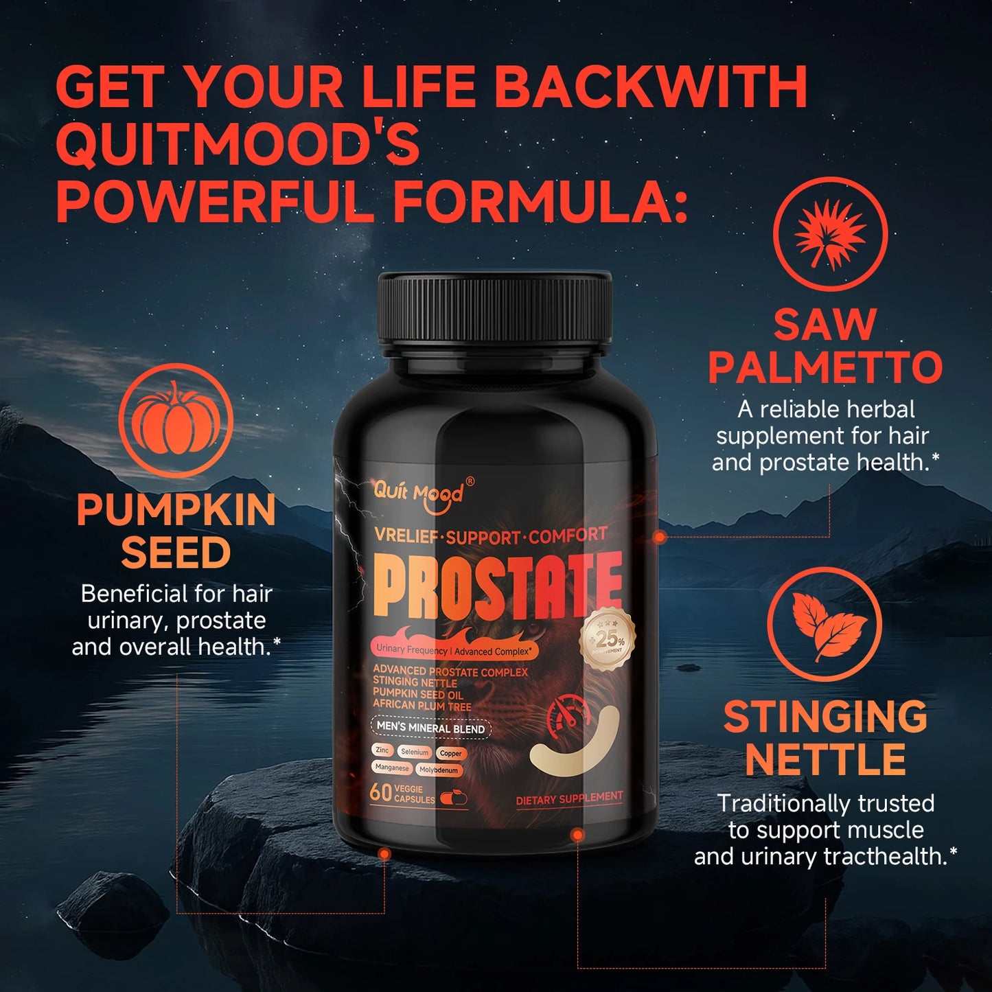 Advanced Prostate Support – Stinging Nettle, Pumpkin Seed & African Plum Peaceful Pleasures Health and Wellness