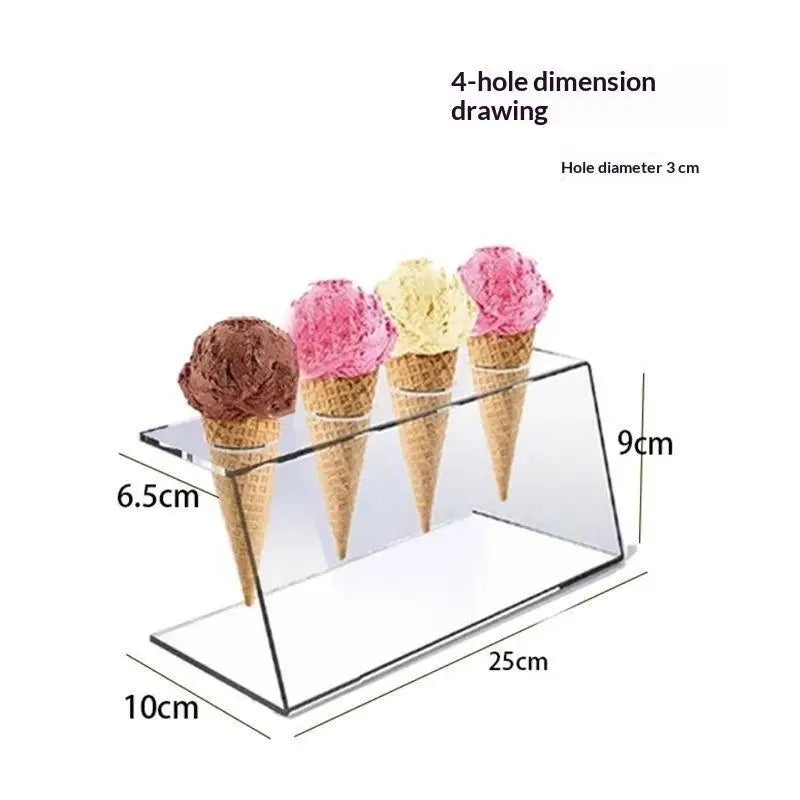 Clear Acrylic Ice Cream Cone Holder & Party Dessert Stand