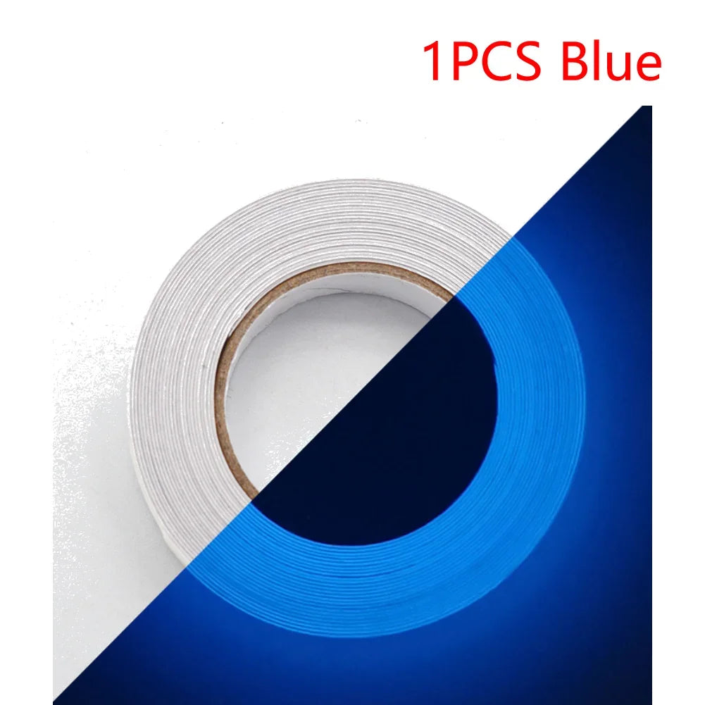 New Adhesive Fluorescent Tapes Luminous Tape Waterproof Self-adhesive Glow Sticker Fluorescent Warning Tapes Safety Supplies Peaceful Pleasures Health and Wellness 1PCS Blue 2cm 3M