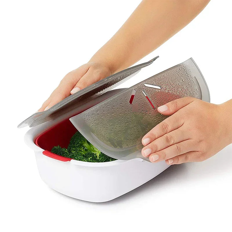 New Steam Case Plastic Steamer With Lid Microwave Oven Steamer For Steamed Bread Bun Dumpling Fish Kitchen Tools Cooking Tools Peaceful Pleasures Health and Wellness