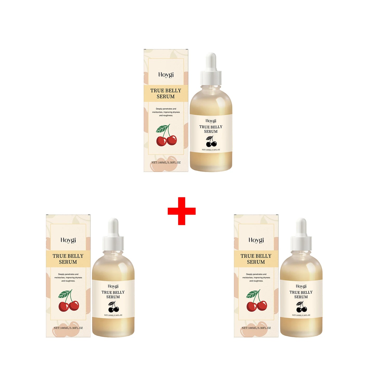 Cherry Belly Serum for Belly Tightening Improves Skin Elasticity Nourishing Dryness Roughness Enhances Body Contour Body Serum Peaceful Pleasures Health and Wellness 3pcs