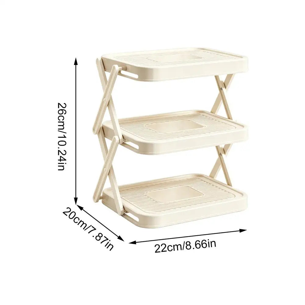 Foldable 3-Tier Prep Tray Rack | Kitchen & BBQ Organizer Kitchen Organizer Rack Peaceful Pleasures Health and Wellness China Mainland White