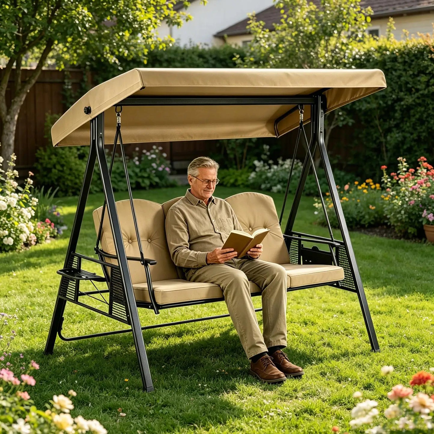 Waterproof Anti-UV Patio Swing Canopy Replacement Cover Set