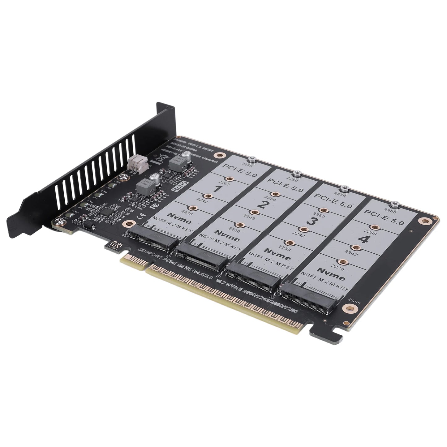 PCIE Express 5.0 Gen5 Gen4 X16 Expansion Card To 4X NVME M.2 NGFF SSD Adapter Card Hard Drive Converter Peaceful Pleasures Health and Wellness