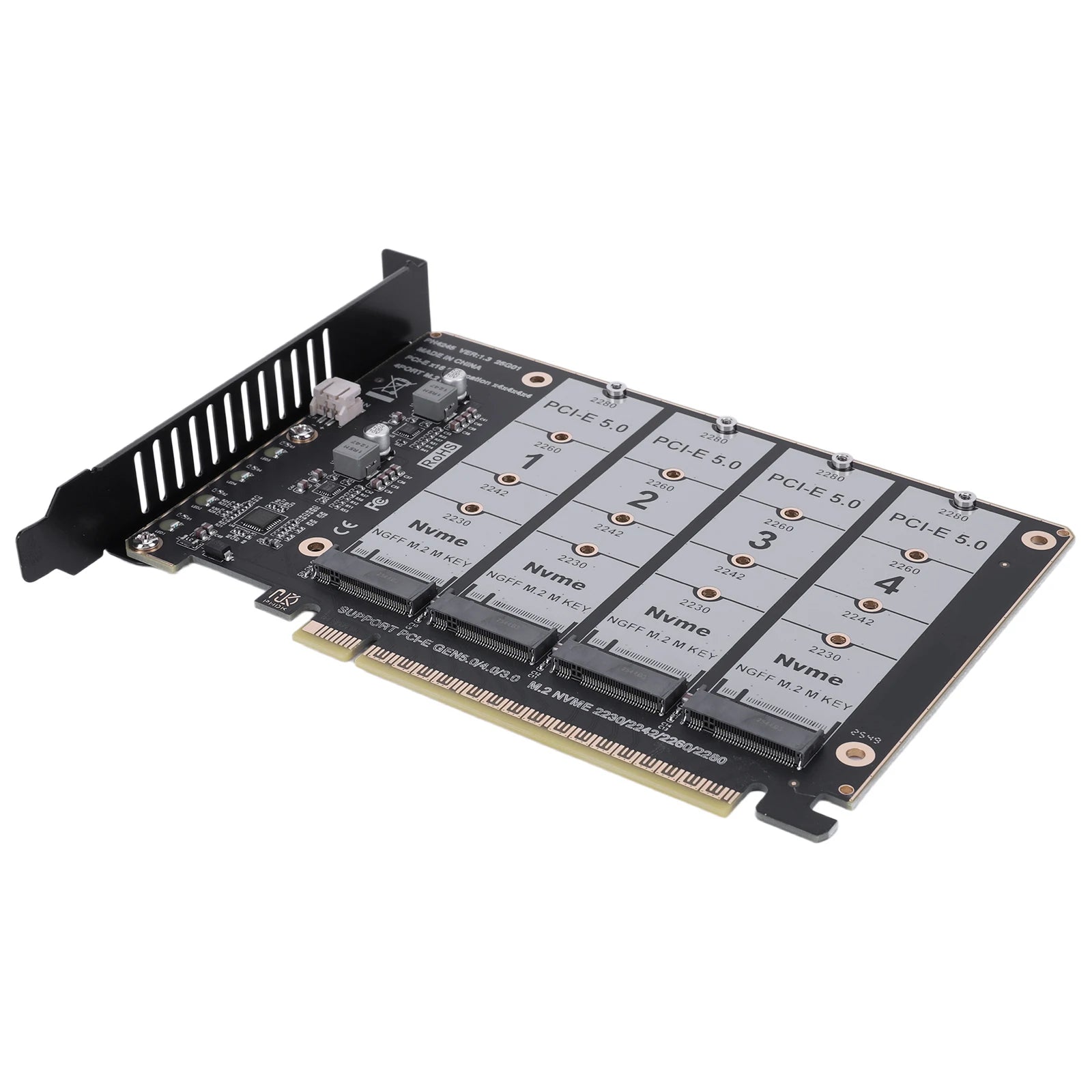 PCIE Express 5.0 Gen5 Gen4 X16 Expansion Card To 4X NVME M.2 NGFF SSD Adapter Card Hard Drive Converter Peaceful Pleasures Health and Wellness