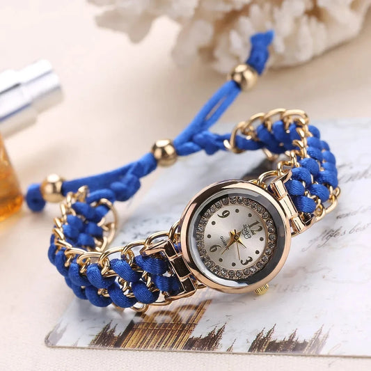 Bohemian Style Fashion Creative Woven Bracelet Watch Peaceful Pleasures Health and Wellness Blue