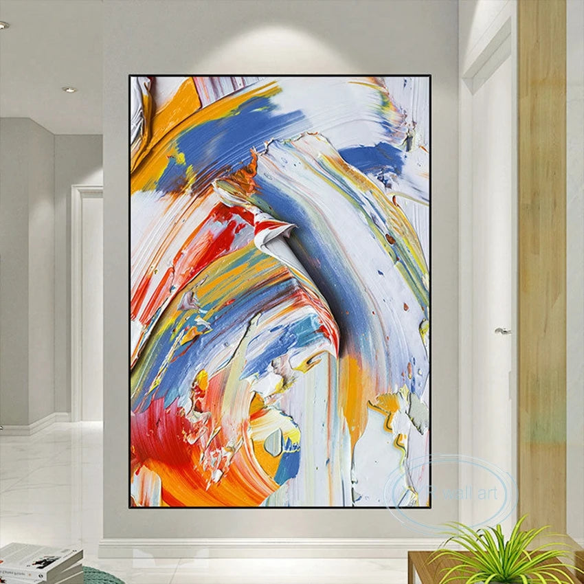 Canvas Wall Art Decoration Poster Handmade Oil Painting Abstract Thick Texture Acrylic Mural Living Room Porch Hotel Large Image Peaceful Pleasures Health and Wellness