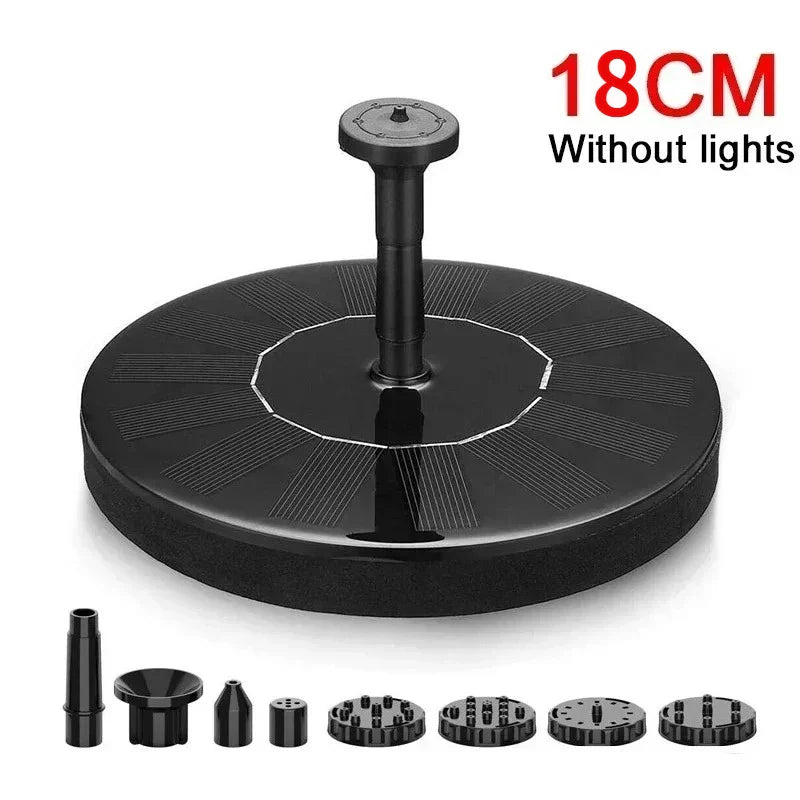Solar Fountain 7-Color LED Lights 6 Nozzles – Bird Bath Garden