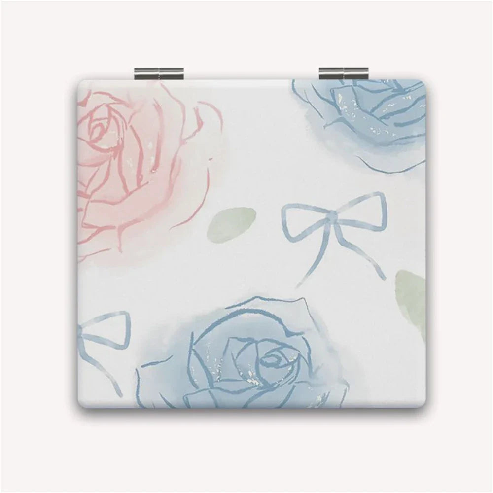 Portable Folding Double-Sided Mini Makeup Mirror | PU Round