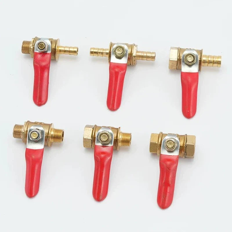 Pneumatic Copper Ball Valve – Red Handle Threaded Female 1/4"