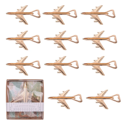 A36T-Pack Of 12 Airplane Bottle Opener Gift Box Air Plane Travel Beer Bottle Opener Party Favor Wedding Birthday Decorations Peaceful Pleasures Health and Wellness copper