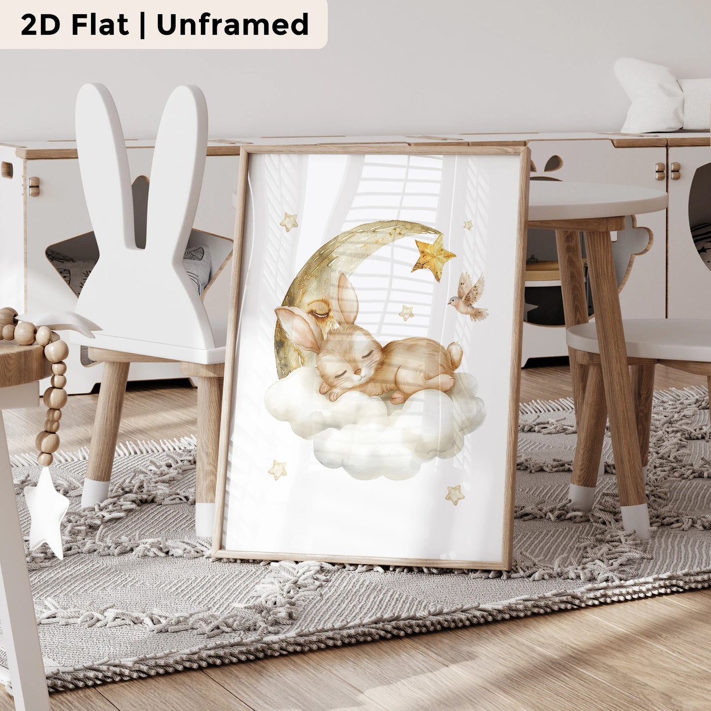 3-Piece Moon Rabbit Canvas Wall Art | Kids Room & Home Decor